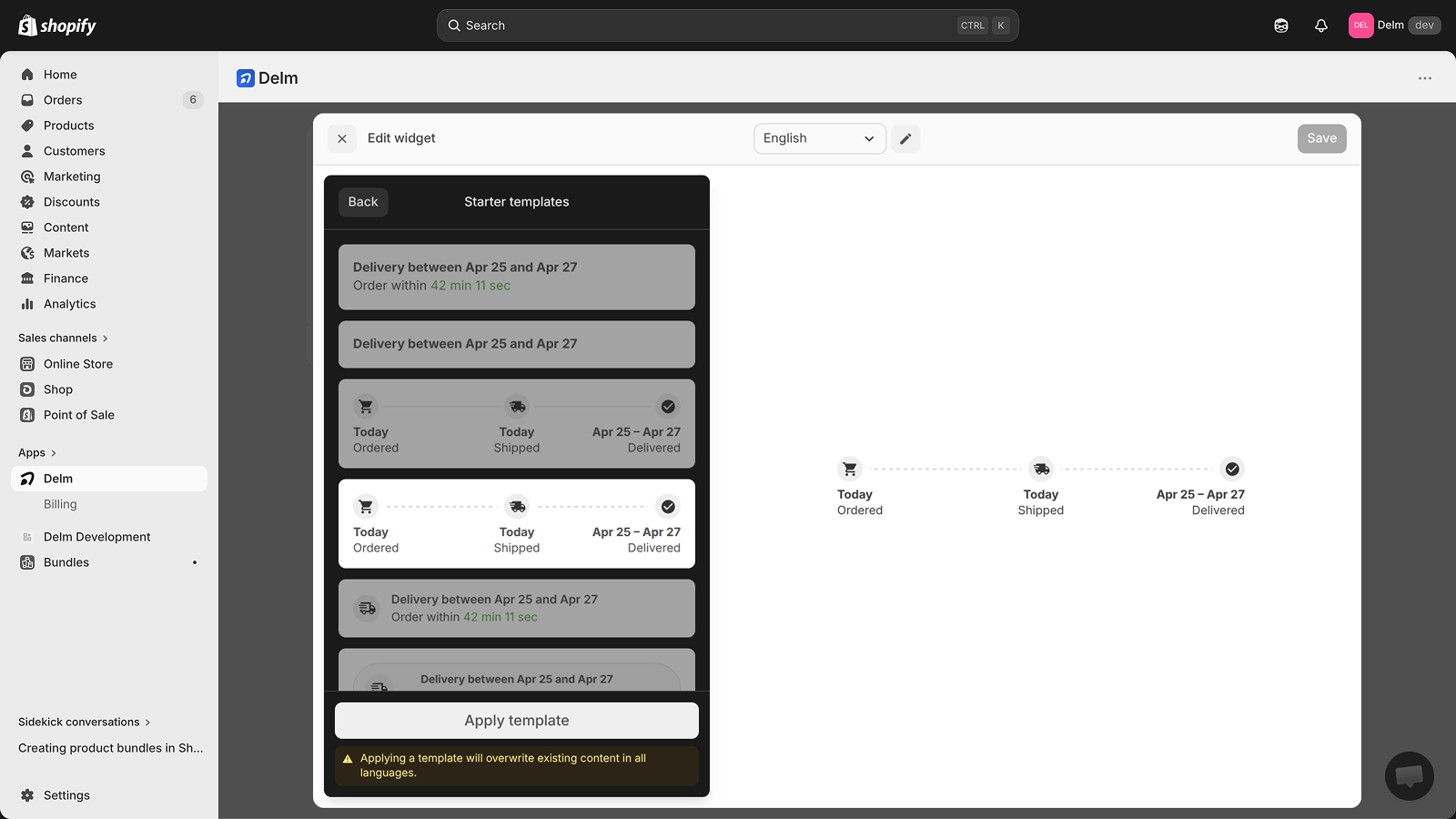 Widget starter templates